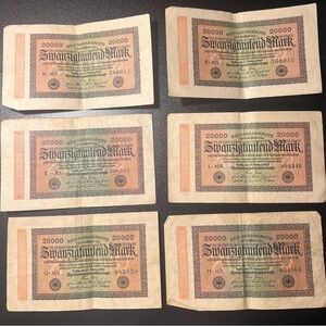 German Currency Lot of 12 - 1923 Hyperinflation Note & Allied Military Currency